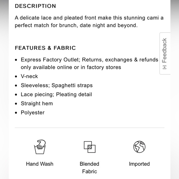 Express White Pleated Lace Cami - Picture 4 of 8